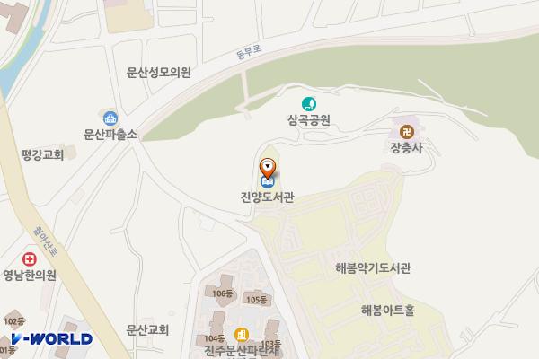 경상남도교육청 진양도서관 위치 지도 — 경상남도 진주시 문산읍 동부로588번길 24