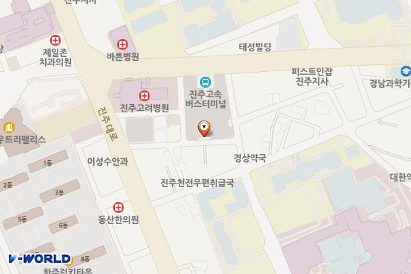 고속버스터미널 위치 지도 — 경상남도 진주시 동진로 16