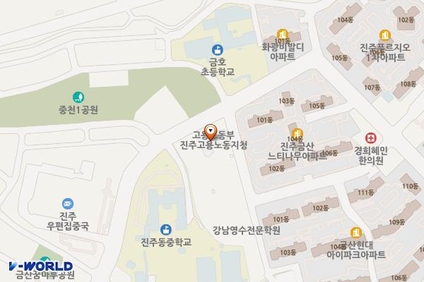 고용노동부 진주지청 위치 지도 — 경상남도 진주시 금산순환로11번길 43