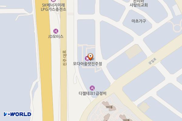 모다아울렛 진주점 위치 지도 — 경상남도 진주시 정촌면 삼일로105번길 15