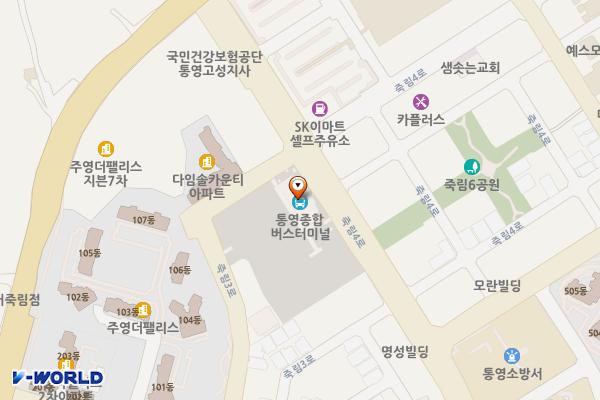 통영종합버스터미널 위치 지도 — 경상남도 통영시 광도면 죽림4로 24