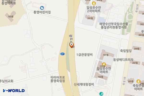 죽림다목적구장(풋살) 위치 지도 — 경상남도 통영시 광도면 죽림리292-5