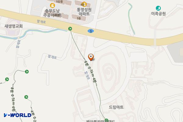 케이블카 파크랜드(입구) 위치 지도 — 경상남도 통영시 발개로172-9(도남동)