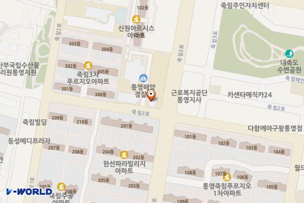 통영해양경찰서(민원동) 위치 지도 — 경상남도 통영시 광도면 죽림2로 45
