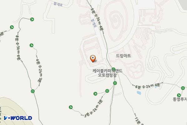 케이블카 파크랜드(오토캠핑장) 위치 지도 — 경상남도 통영시 발개로 172-24