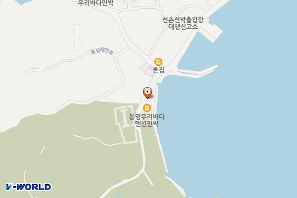 선촌마을 공중화장실 위치 지도 — 경상남도 통영시 용남면 용남해안로 116-1