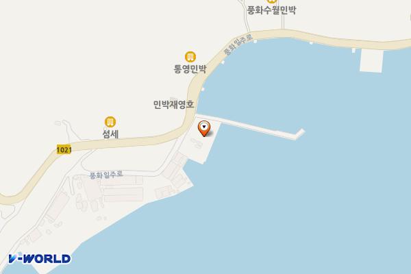 산양수월 무방류시스템 위치 지도 — 경상남도 통영시 산양읍 풍화리 1613-22