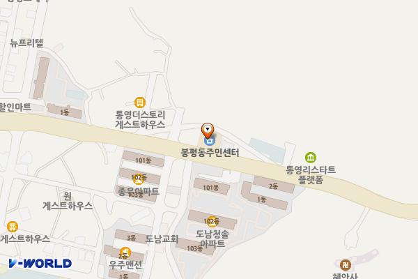 봉평동사무소 위치 지도 — 경상남도 통영시 도남로 185