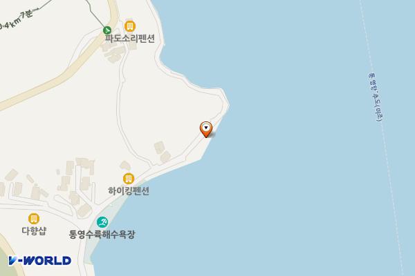 도남해수욕장 공중화장실 위치 지도 — 경상남도 통영시 산양읍 삼칭이해안길187
