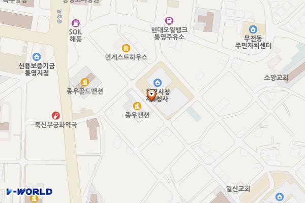 통영시청 제2청사(민원용) 위치 지도 — 경상남도 통영시 해미당1길33