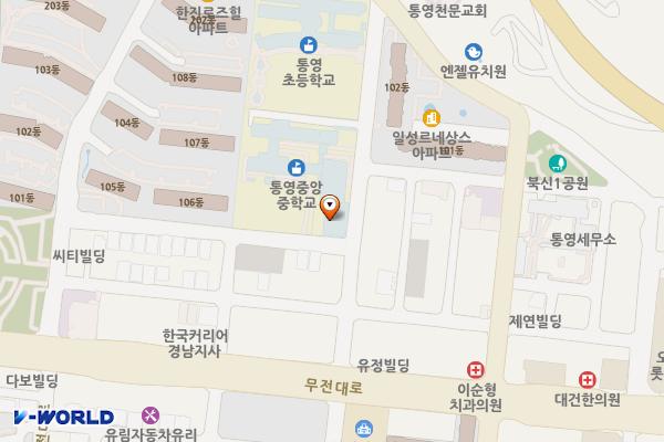통영시립도서관 위치 지도 — 경상남도 통영시 무전3길29