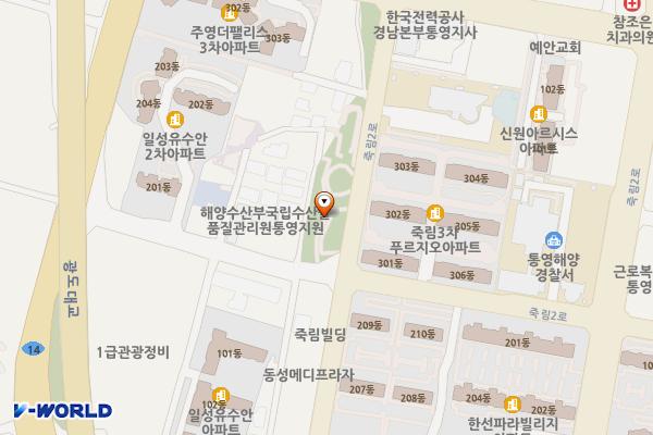 죽림4어린이공원(무장애통합놀이터) 위치 지도 — 경상남도 통영시 광도면 죽림리 1576-1