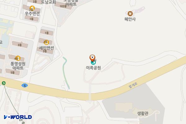 통영케이블카(상부) 위치 지도 — 경상남도 통영시 발개로 205