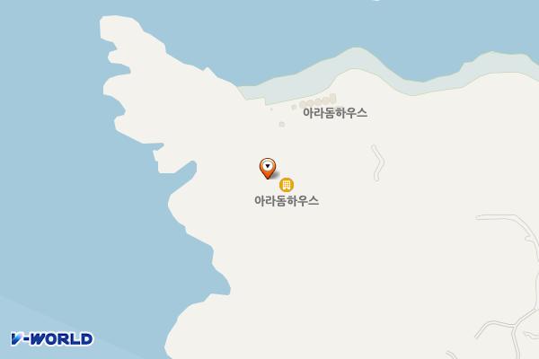 우도마을(해수욕장및구멍섬사이) 위치 지도 — 경상남도 통영시 우도길193