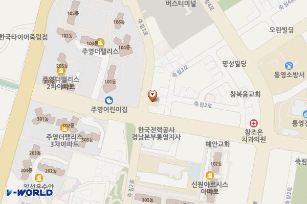 광도지구대 위치 지도 — 경상남도 통영시 광도면 죽림3로 25
