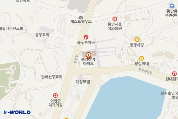 중앙전통시장 위치 지도 — 경상남도 통영시 중앙시장1길 7-7