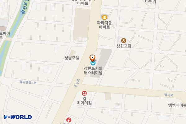 삼천포시외버스터미널 위치 지도 — 경상남도 사천시 중앙로  158