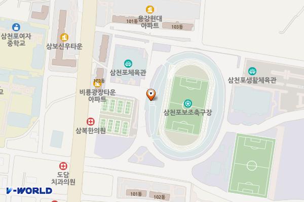 삼천포종합운동장 실내수영장 앞 위치 지도 — 경상남도 사천시 주공로  32