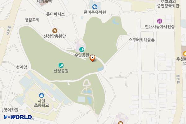 수양공원1(팔각정)->폐쇄 위치 지도 — 경상남도 사천시 사천읍 수양공원길  85