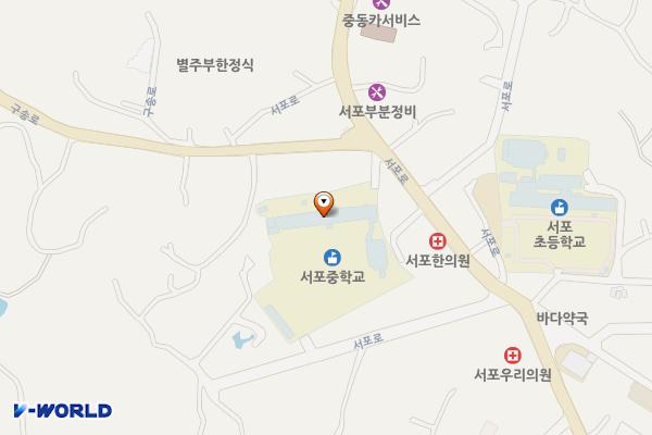 서포중학교(다목적강당) 위치 지도 — 경상남도 사천시 서포면 서포로 293-6, 서포중학교