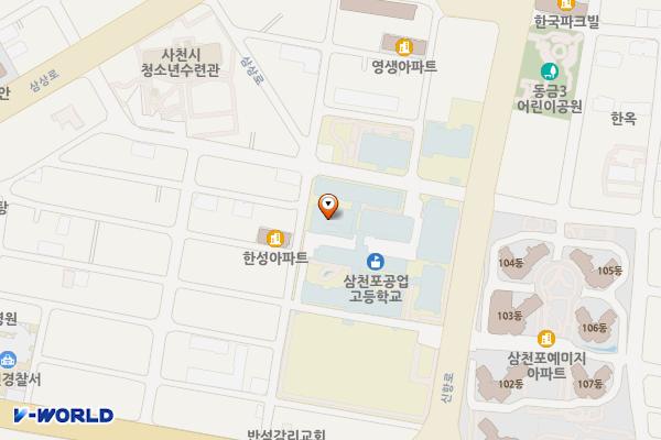 삼천포공업고등학교(본관) 위치 지도 — 경상남도 사천시 신항로 63, 삼천포공업고등학교 (동금동)