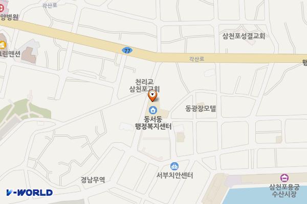 동서동행정복지센터 3층 화장실 위치 지도 — 경상남도 사천시 수남길  102, 동서동행정복지센터