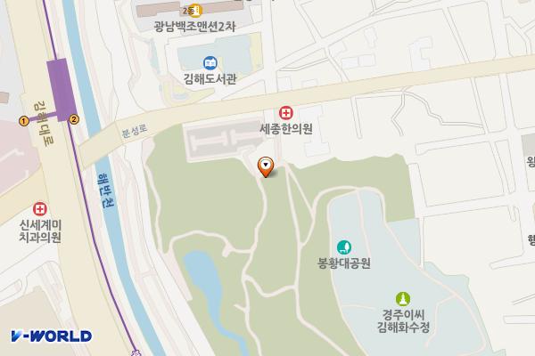 봉황대 유적 공중화장실(주차장) 위치 지도 — 경상남도 김해시 분성로 264-12(봉황동)