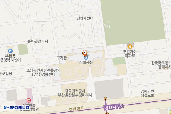 시청 행복민원청사 화장실(동관) 위치 지도 — 경상남도 김해시 김해대로 2401 (부원동)