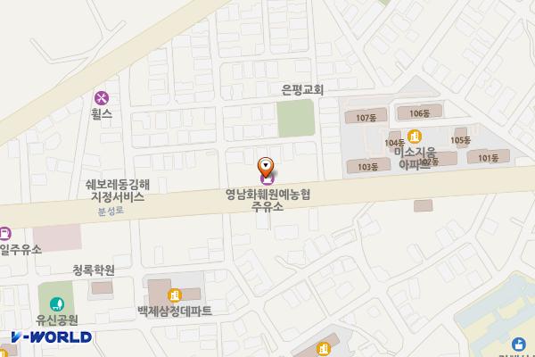 영남화훼원예농협주유소 위치 지도 — 경상남도 김해시 분성로 465 (삼정동)