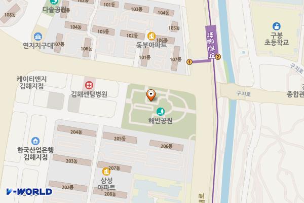 해반공원 위치 지도 — 경상남도 김해시 내외중앙로102번길 26 (내동)