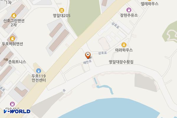 두호동 노상1 위치 지도 — 경상북도 포항시 북구 해안로 199-8