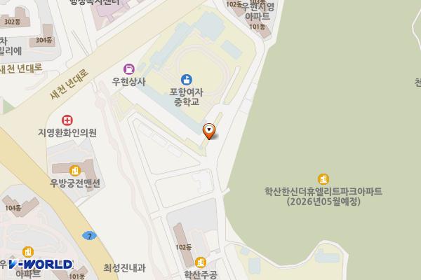 우창동 노상3 위치 지도 — 경상북도 포항시 북구 우현동 462