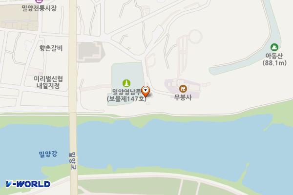 영남루화장실 위치 지도 — 경상남도 밀양시 중앙로 324