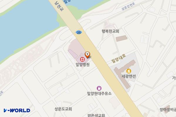 밀양병원 위치 지도 — 경상남도 밀양시 밀양대로 1823