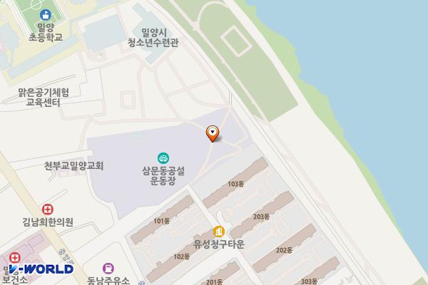 운동장시범화장실 위치 지도 — 경상남도 밀양시 삼문동 15-21