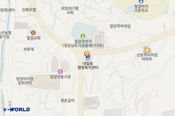 내일동행정복지센터 위치 지도 — 경상남도 밀양시 중앙로 346