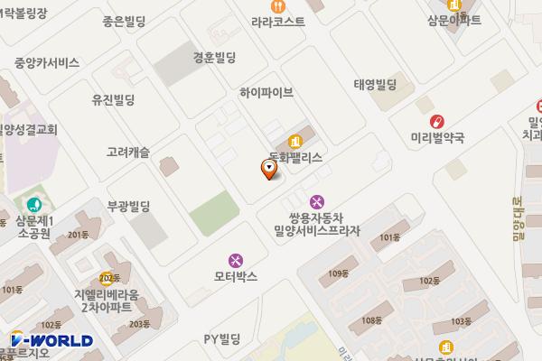 삼문동행정복지센터 위치 지도 — 경상남도 밀양시 미리벌중앙로1길 12-1