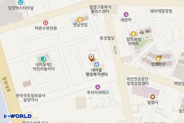 내이동행정복지센터 위치 지도 — 경상남도 밀양시 중앙로 425-4