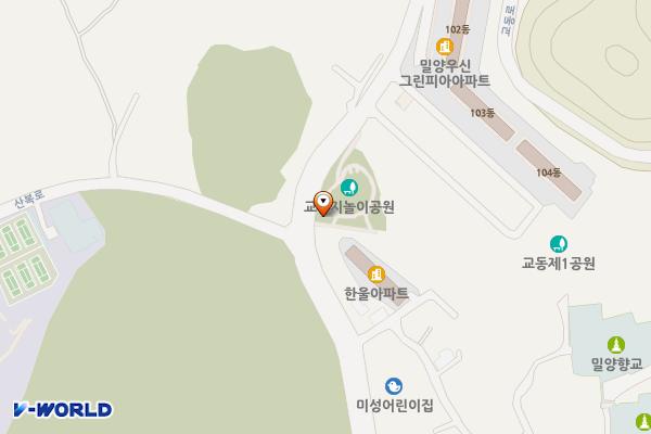 교동지놀이공원 화장실 위치 지도 — 경상남도 밀양시 교동로 48 (교동)