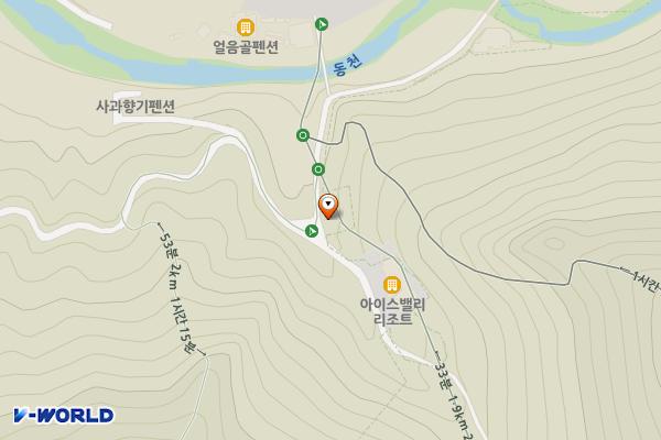 얼음골 화장실(매표소입구) 위치 지도 — 경상남도 밀양시산내면 얼음골옛길 360