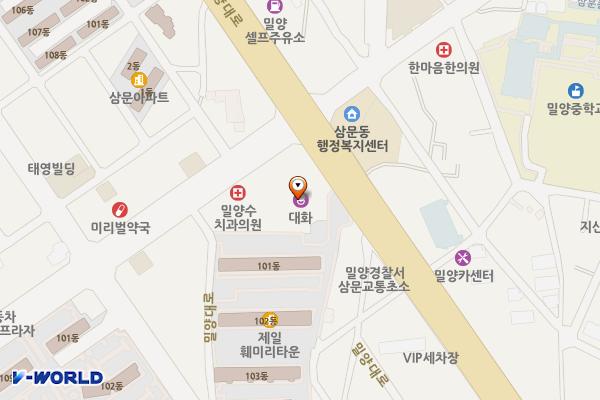 JK웨딩컨벤션 위치 지도 — 경상남도 밀양시 밀양대로 1757