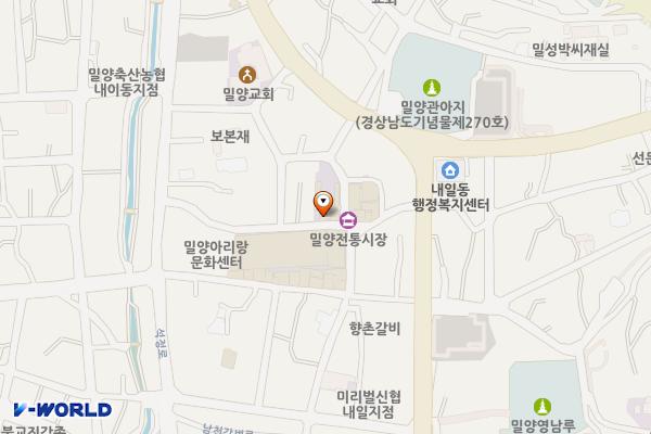 내일재래시장 위치 지도 — 경상남도 밀양시 상설시장3길 18-4