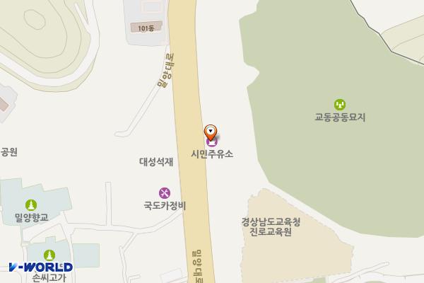 밀양시민주유소 위치 지도 — 경상남도 밀양시 밀양대로 2168