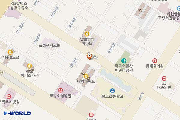 죽도동 노상9 위치 지도 — 경상북도 포항시 북구 양학천로 32