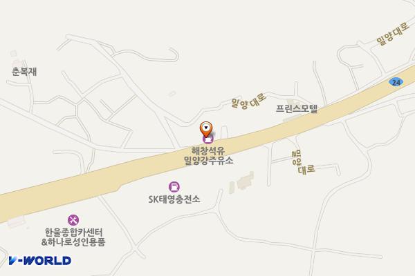 밀양강주유소 위치 지도 — 경상남도 밀양시 밀양대로 2255