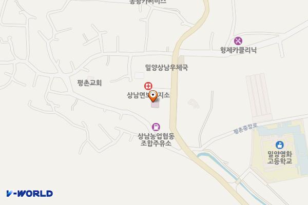 상남면보건지소 위치 지도 — 경상남도 밀양시 상남면 평촌중앙로 38-7
