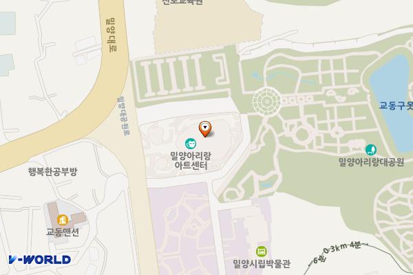 밀양아리랑아트센터 위치 지도 — 경상남도 밀양시 밀양대공원로 112