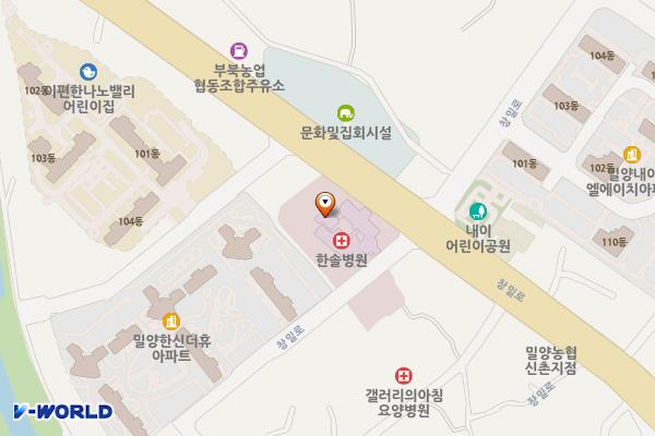 한솔장례식장 위치 지도 — 경상남도 밀양시 창밀로 3528