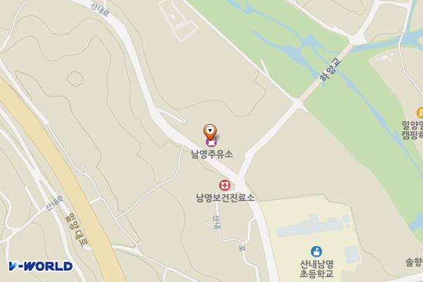 남명주유소 위치 지도 — 경상남도 밀양시 산내면 산내로 1115