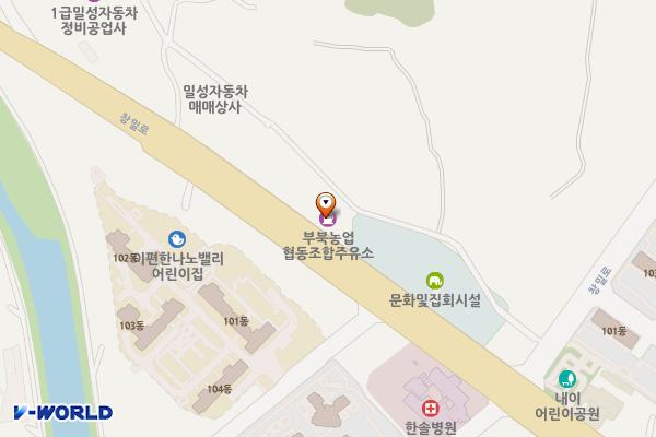 부북농업협동조합주유소 위치 지도 — 경상남도 밀양시 창밀로 3509